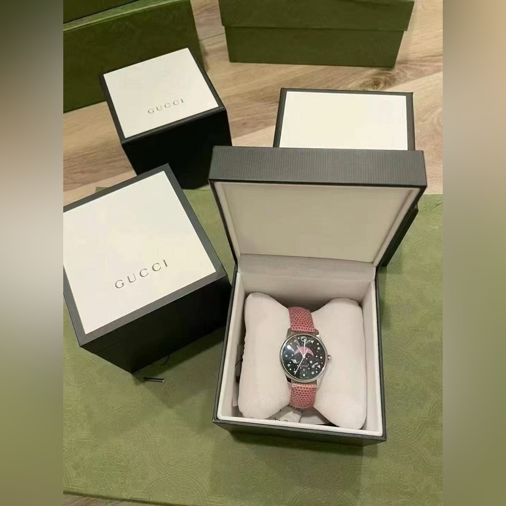 Gucci YA1264046 G-Timeless Black Moonphase Dial Ladies Watch NIB 37MM - Picture 5 of 6
